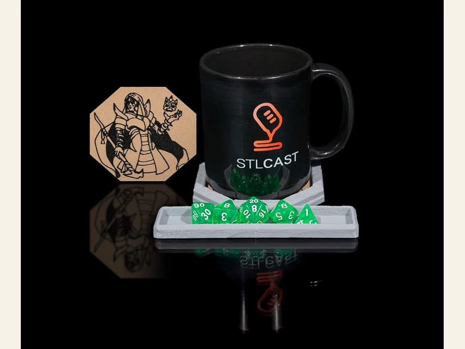 Coaster y bandeja de dados